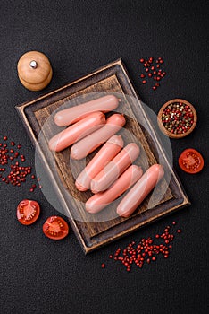 Delicious fresh vegetarian sausage or sausage made from vegetable protein tofu or seitan