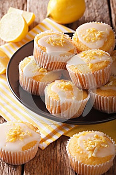 Delicious freshly baked homemade lemon muffins zest sprinkles cl