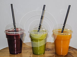 Delicious freshly squeezed fruit juice ready to consume photo