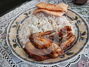 Delicious Fried Chicken Meal Presentation photo