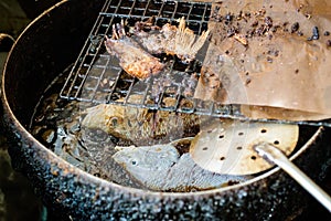 Delicious fried fish in Mexican restaurant