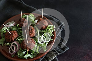 Delicious fried meatballs.