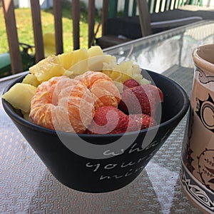 Delicious Fruit Bowl with Fresh Organic Snacks