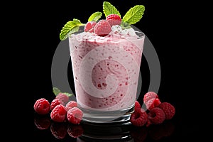 Delicious glass of refreshing raspberry milkshake for a delightful and energizing breakfast