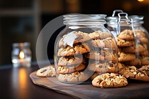 Delicious gluten free peanut butter oatmeal cookies in a glass jar