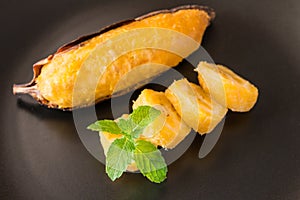 Delicious golden brown grilled banana
