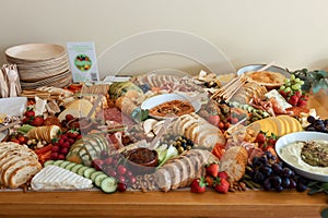 Delicious gourmet food setup of snacks for party. Creative food setup, catering service