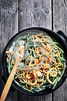 Green Bean Casserole, top view, flat lay photo