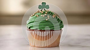 A Delicious Green Cupcake Decorated For St Patricks Day