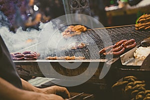 Delicious grilled meat to make street food in the market of the Medina of Beni Mellal-Jenifra this city of Morocco is located