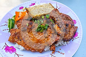 Grilled pork chop rice - famous Vietnamese traditional food