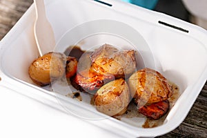 Delicious grilled scallops street food Market