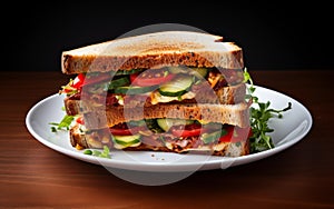 Delicious Grilled Vegetable Sandwich on Plate