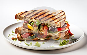 Delicious Grilled Vegetable Sandwich on Plate