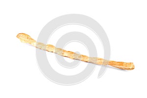 Delicious grissino isolated on white. Crusty breadstick