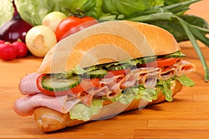 Delicious ham, cheese and salad sandwiches