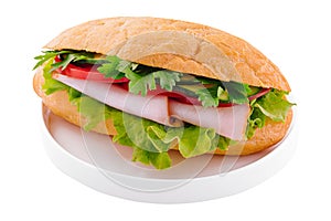 Delicious ham sandwich isolated