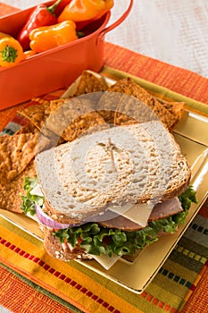 Delicious Ham Turkey Sandwich Lunch With Chips