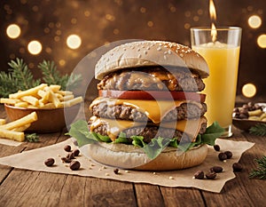 delicious handmade burger and fries for xmas