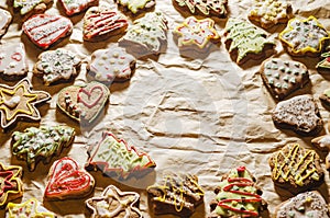 Delicious handmade ginger cakes on grey paper