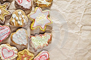 Delicious handmade ginger cakes on grey paper