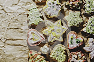 Delicious handmade ginger cakes on grey paper