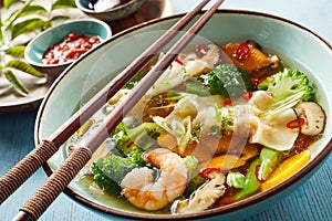 Delicious health Asian wonton soup