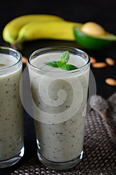 Delicious and Healthy Avocado and Banana Smoothie with Chia Seeds