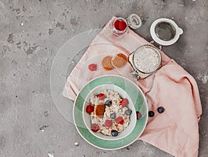 Delicious healthy breakfast - granola with berries