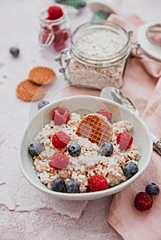 Delicious healthy breakfast - granola granola with berries