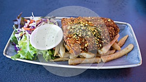 Delicious And Healthy Fish And Chips Meal