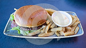 Delicious And Healthy Hamburger And Chips Meal