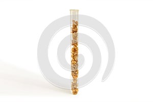 Delicious, healthy muesli in a glass tube