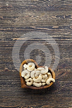 cashew nuts in a heart-shaped plate