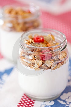 Delicious and healthy yogurt with granola