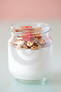 Delicious and healthy yogurt with granola