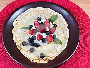 Delicious home made healthy breakfast with fruits and cereals