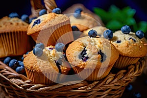 Delicious Homemade Blueberry Muffins with Fresh Blueberries