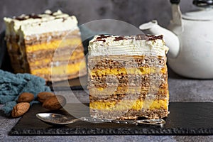 Delicious homemade cake with different fillings