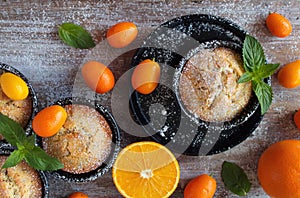 Delicious homemade orange muffins, cupcakes