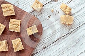 Delicious Homemade Peanut Butter Fudge Cut into Squares