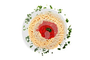 Delicious homemade spaghetti with tomatoe sauce