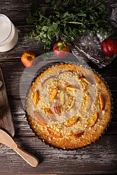 Delicious homemade tart with fruits