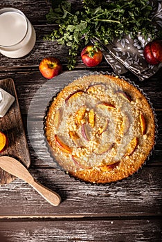 Delicious homemade tart with fruits