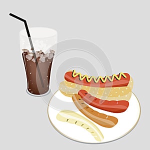 Delicious Hot Dog with A Delicious Iced Coffee