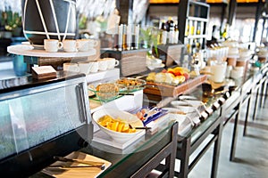 Delicious hotel restaurant allinclusive buffet with tasty food photo