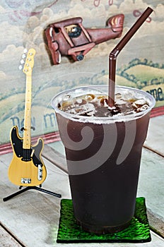 Delicious ice coffee americano photo