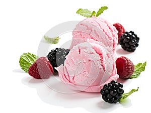 Delicious ice cream with berries