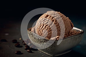 Delicious ice cream with coffee flavor in bowl