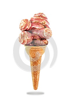 Delicious ice cream cone flavored with Jerusalem artichoke